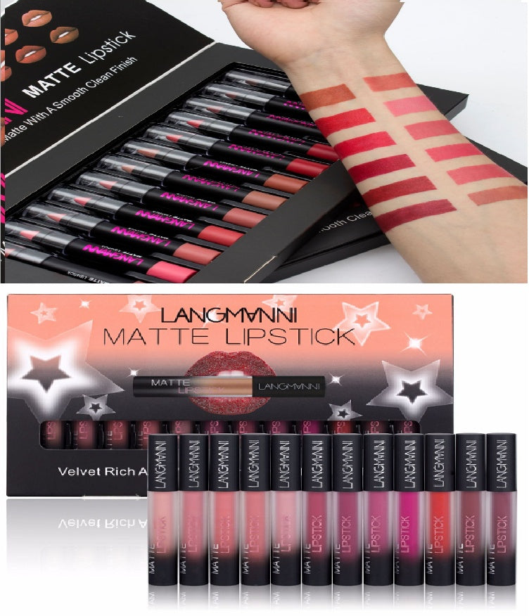 12-Piece Matte Lipstick Set – Waterproof Long-Lasting Velvet Finish