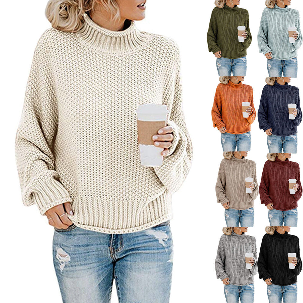 Women’s Chunky Knit Turtleneck Sweater – Cozy Winter Pullover