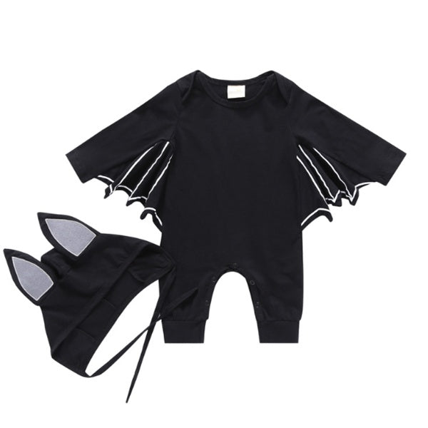 Baby Bat Halloween Costume – Cotton Romper with Bat Wings & Ear