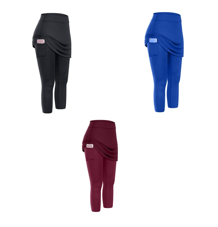 Women’s Skirted Leggings – Sports Yoga Tennis Pants with Pocket