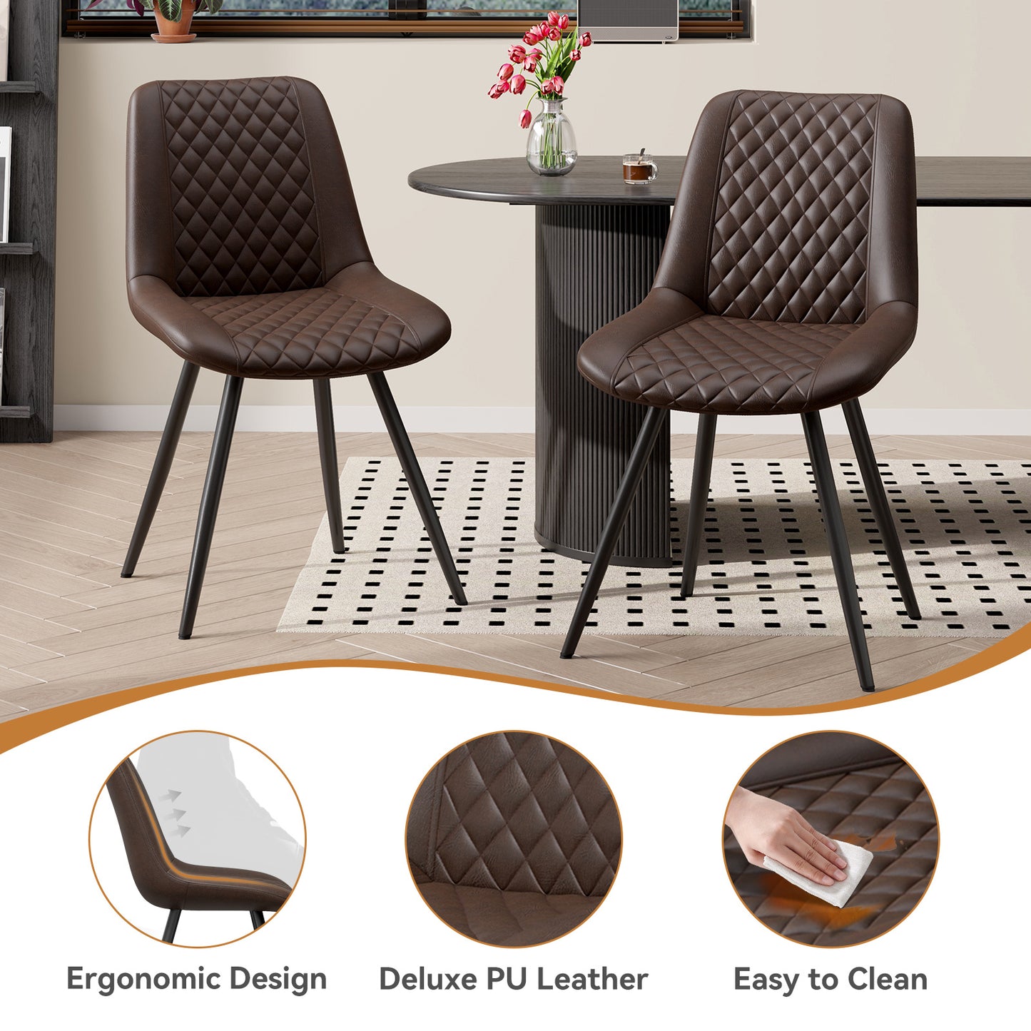 Modern Dining Chairs - 2pc Set
