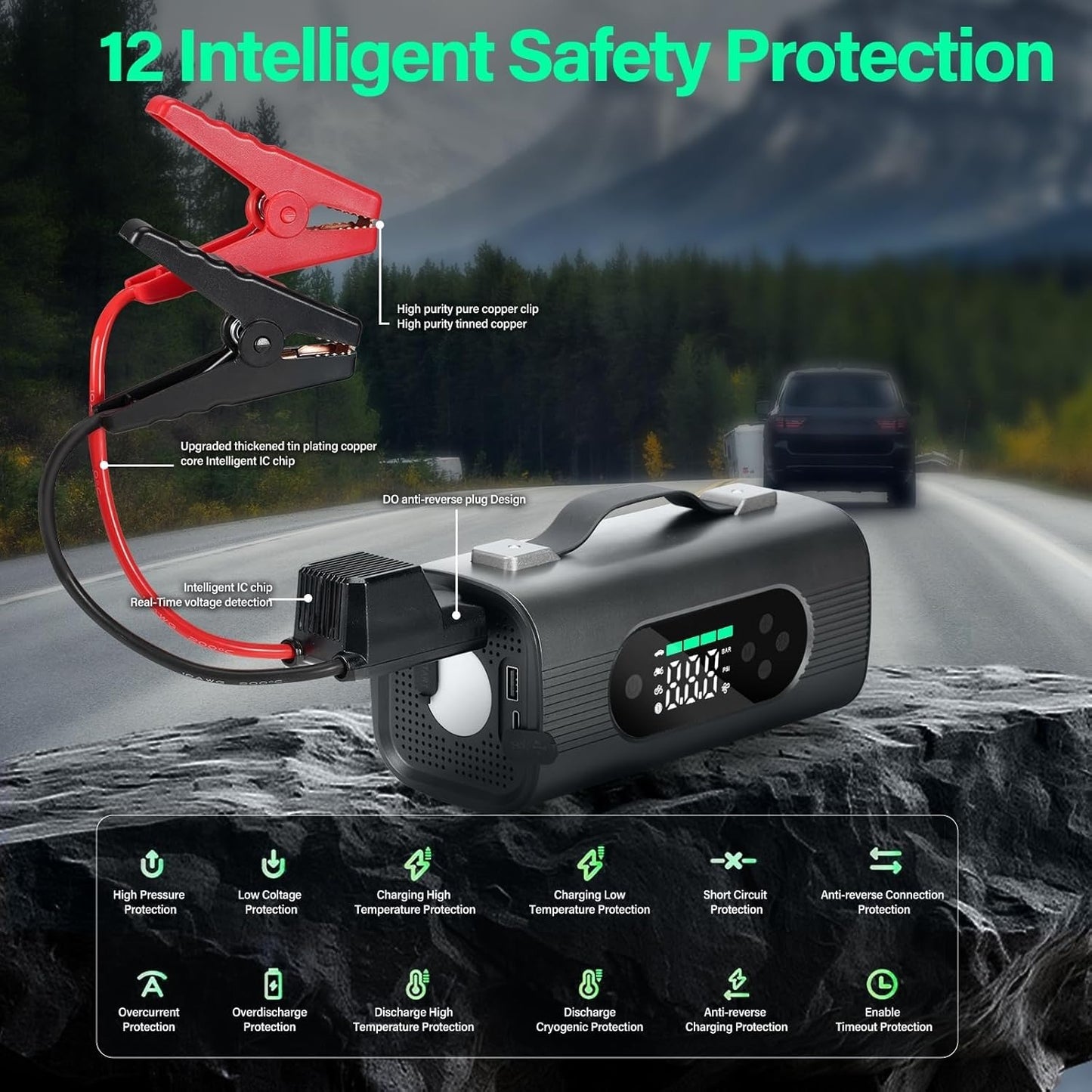 8-in-1 Portable Jump Pack - Compressor, Vacuum, Jump-Start, and More