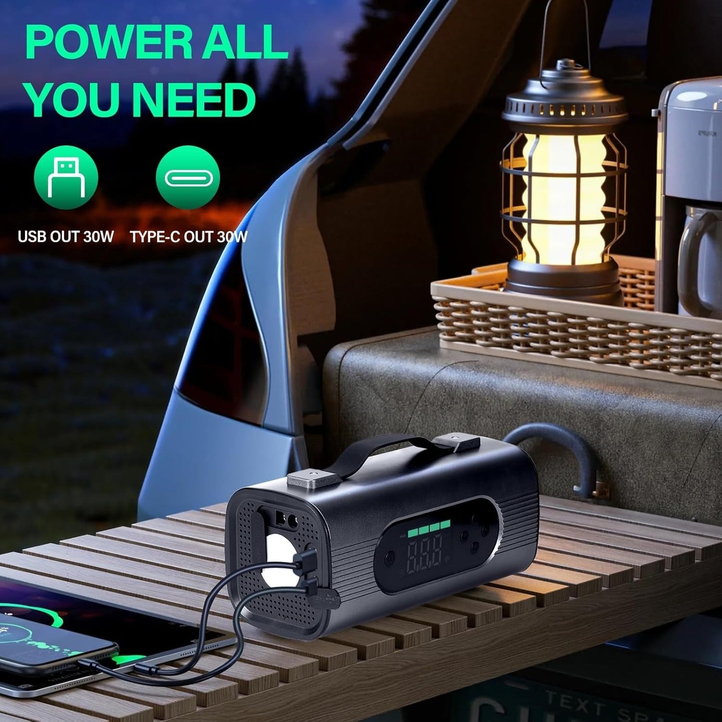 8-in-1 Portable Jump Pack - Compressor, Vacuum, Jump-Start, and More