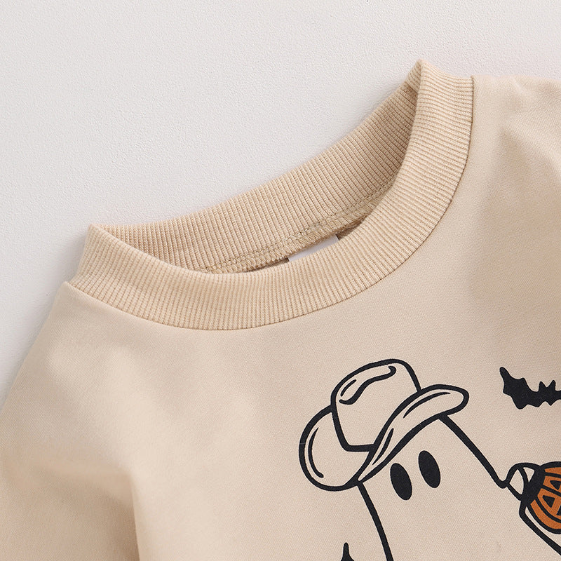 Baby "Boot Scoot Spooky" Halloween Romper – Neutral Long Sleeve Onesie