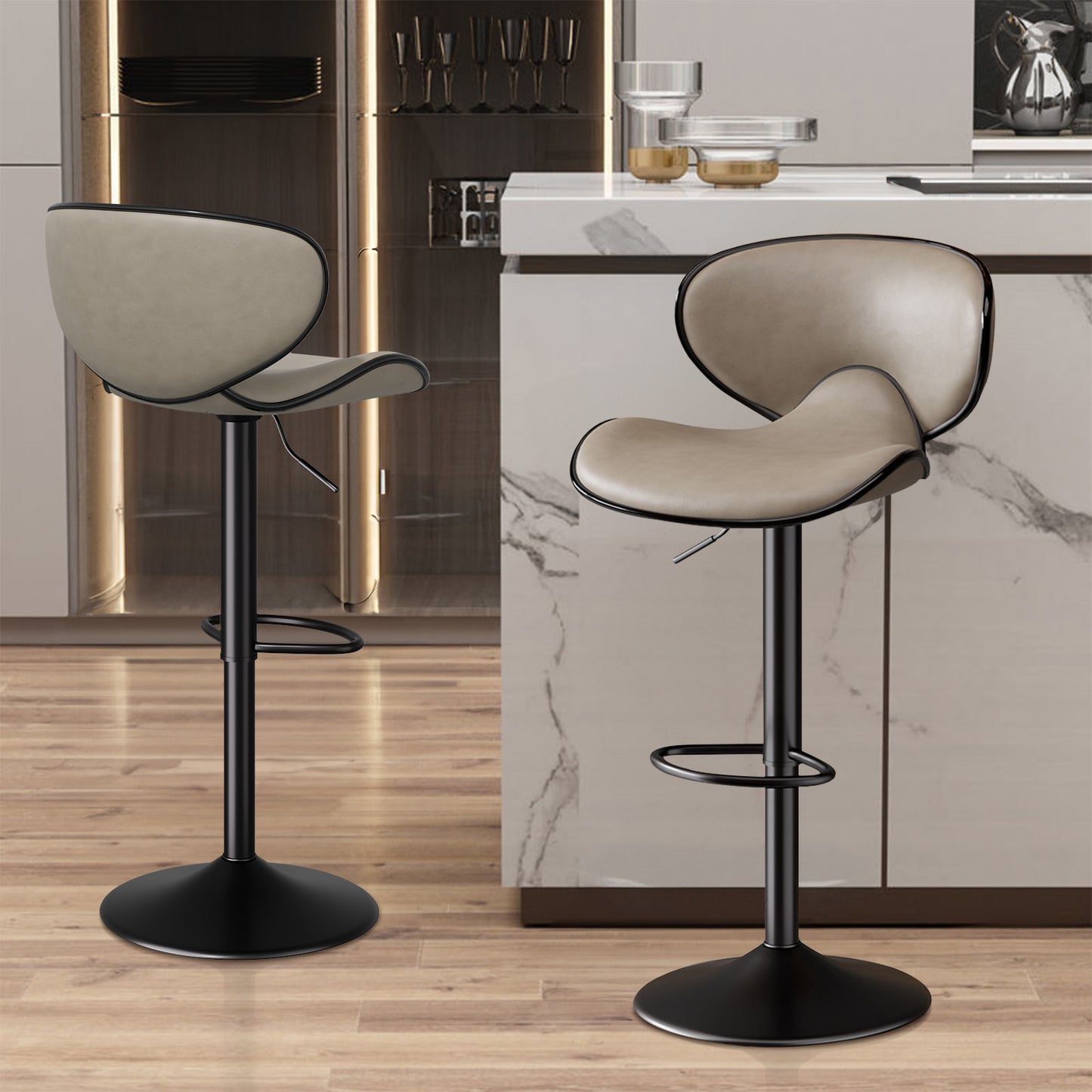 Modern Adjustable Bar Stools - 2pc Set