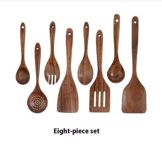 Rustic Thailand Teak Kitchen Tool Set – Eco-Friendly Wooden Utensils