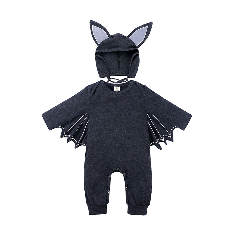 Baby Bat Halloween Costume – Cotton Romper with Bat Wings & Ear