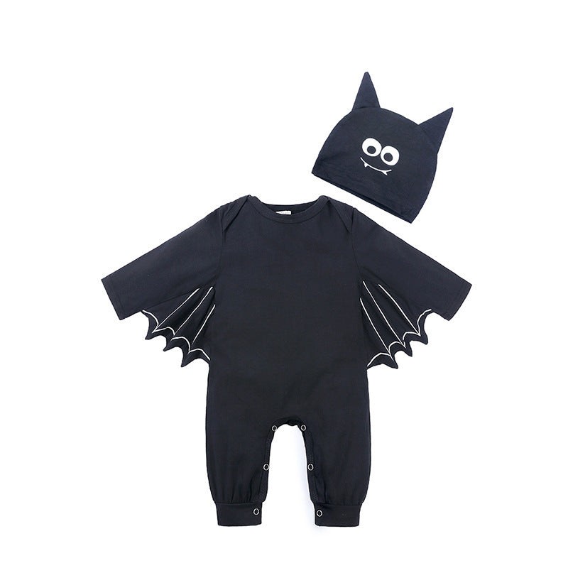 Baby Bat Halloween Costume – Cotton Romper with Bat Wings & Ear