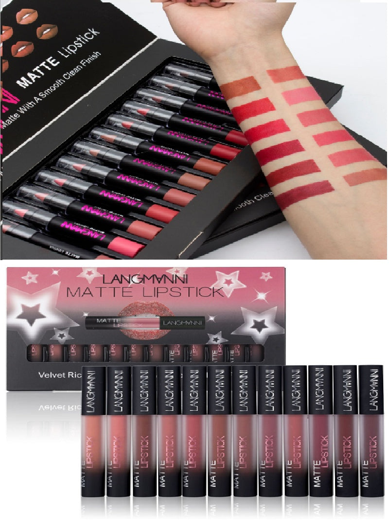 12-Piece Matte Lipstick Set – Waterproof Long-Lasting Velvet Finish