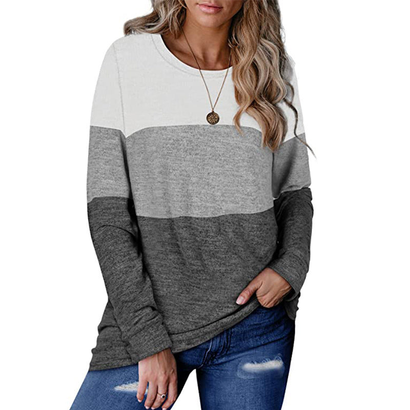 Women’s Color Block Sweater – Round Neck Knit Pullover