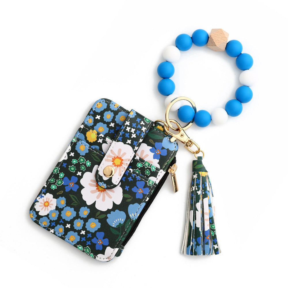 Floral-Printed Leather Card Wallet – Compact & Stylish