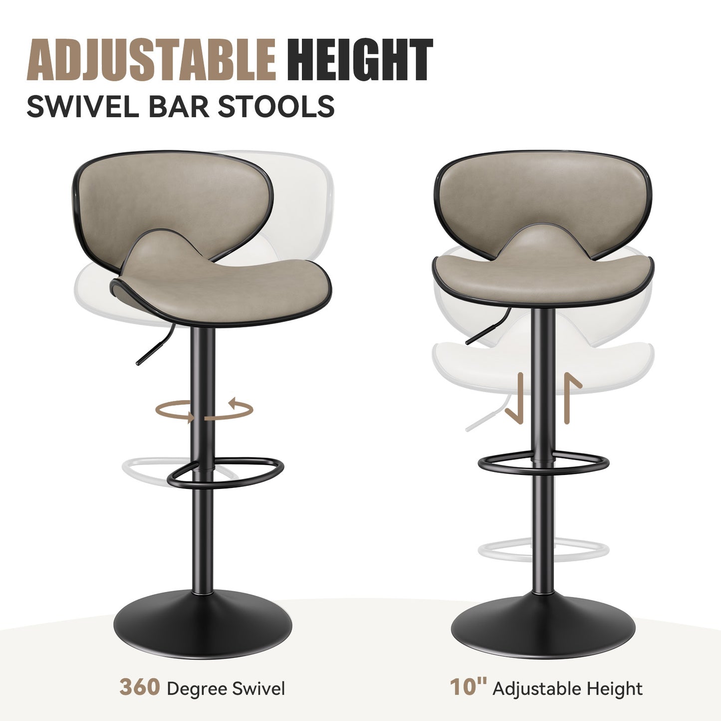 Modern Adjustable Bar Stools - 2pc Set