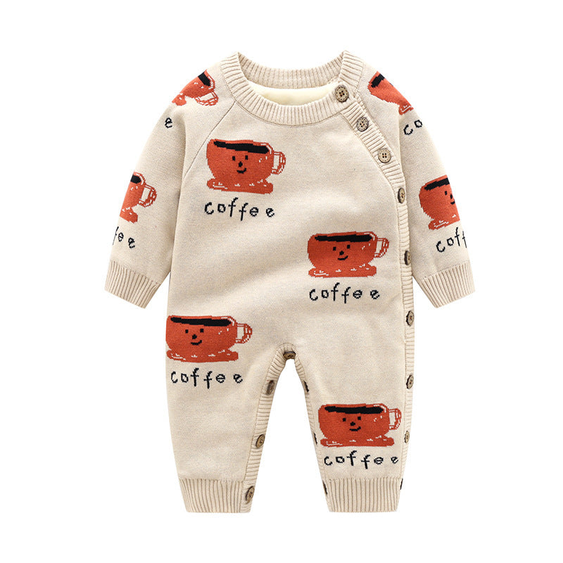 Baby Christmas Romper – Cotton Knitted Holiday Onesie (0–24M)