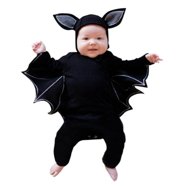 Baby Bat Halloween Costume – Cotton Romper with Bat Wings & Ear