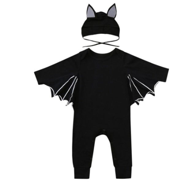 Baby Bat Halloween Costume – Cotton Romper with Bat Wings & Ear