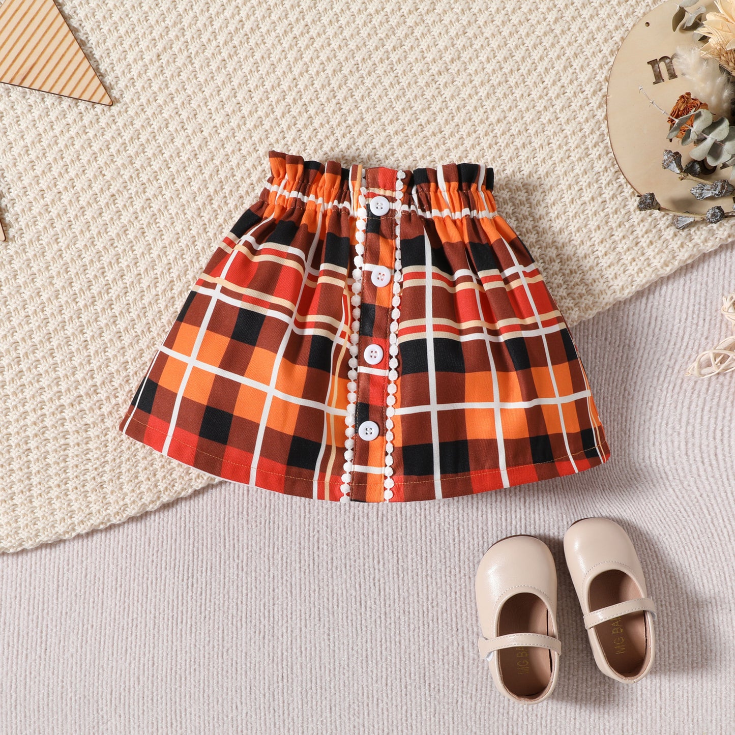 Toddler Girl Fall Outfit – “Thankful Blessed” Sweatshirt & Plaid Skirt Set