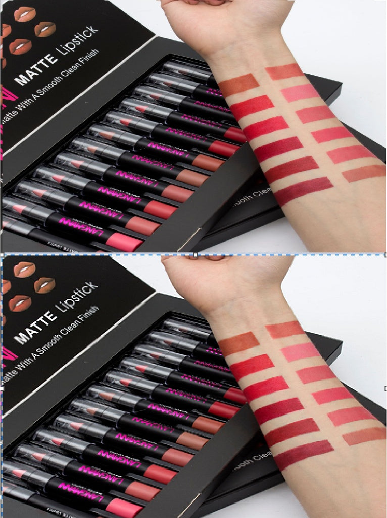 12-Piece Matte Lipstick Set – Waterproof Long-Lasting Velvet Finish