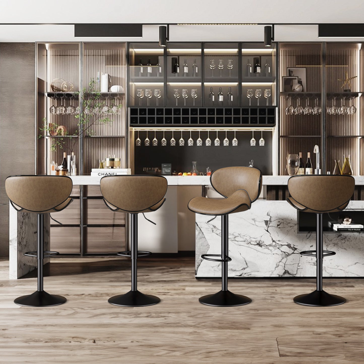 Modern Adjustable Bar Stools - 2pc Set