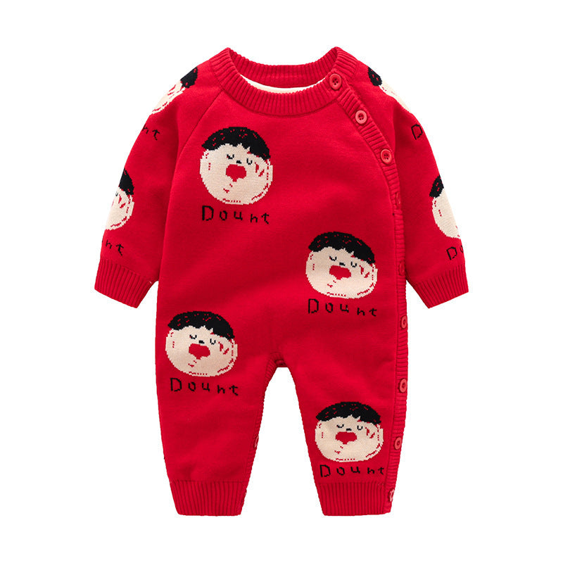 Baby Christmas Romper – Cotton Knitted Holiday Onesie (0–24M)