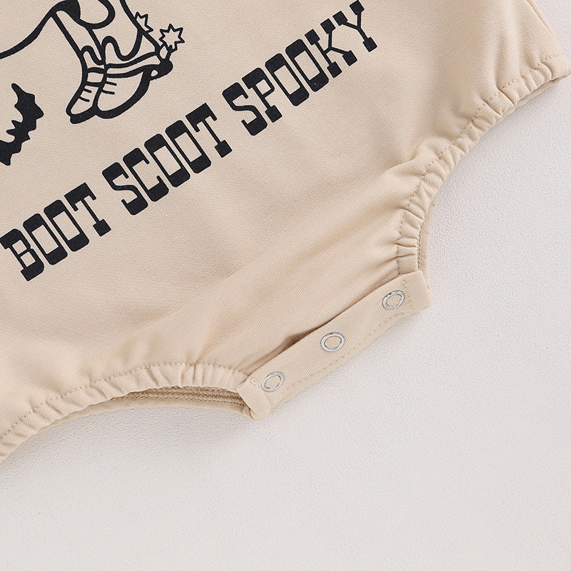 Baby "Boot Scoot Spooky" Halloween Romper – Neutral Long Sleeve Onesie