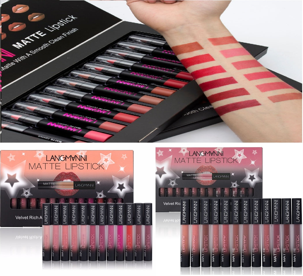 12-Piece Matte Lipstick Set – Waterproof Long-Lasting Velvet Finish