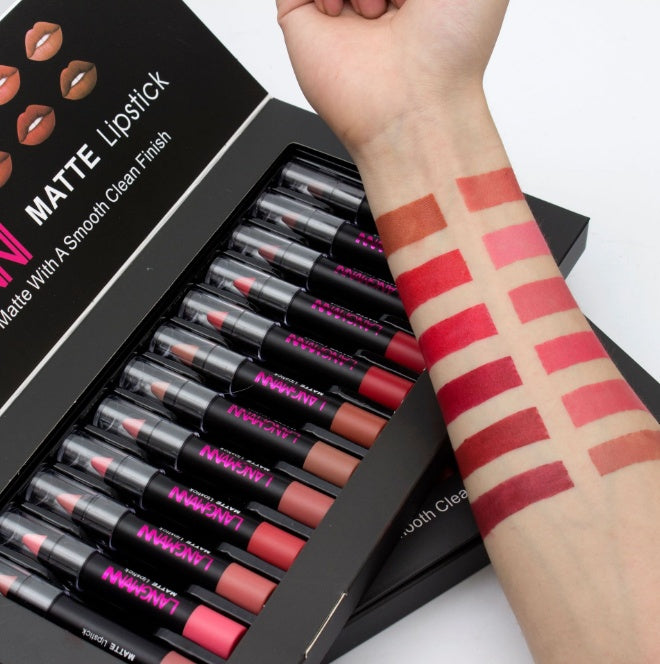 12-Piece Matte Lipstick Set – Waterproof Long-Lasting Velvet Finish