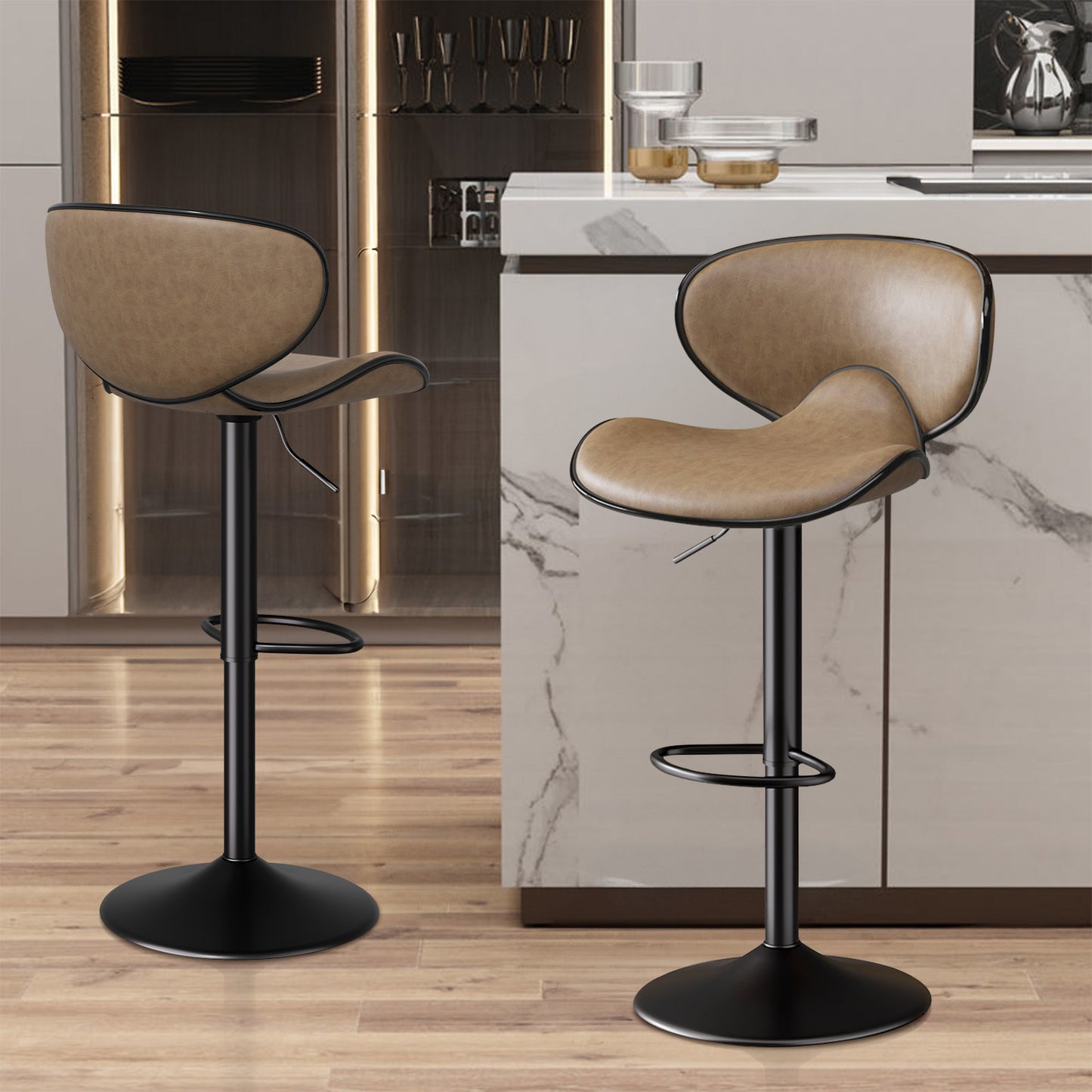 Modern Adjustable Bar Stools - 2pc Set