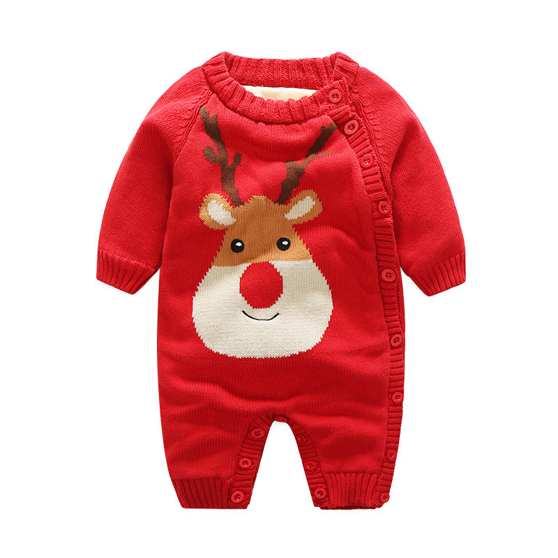 Baby Christmas Romper – Cotton Knitted Holiday Onesie (0–24M)