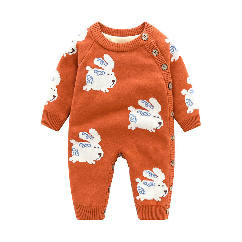 Baby Christmas Romper – Cotton Knitted Holiday Onesie (0–24M)