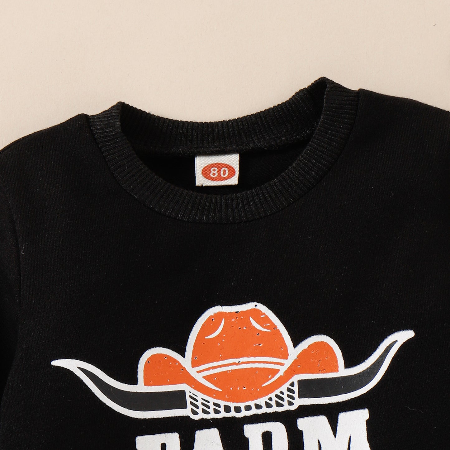 Farm Baby Outfit – Cowboy Print Sweatshirt & Bull Skull Pants 2-Piece Set