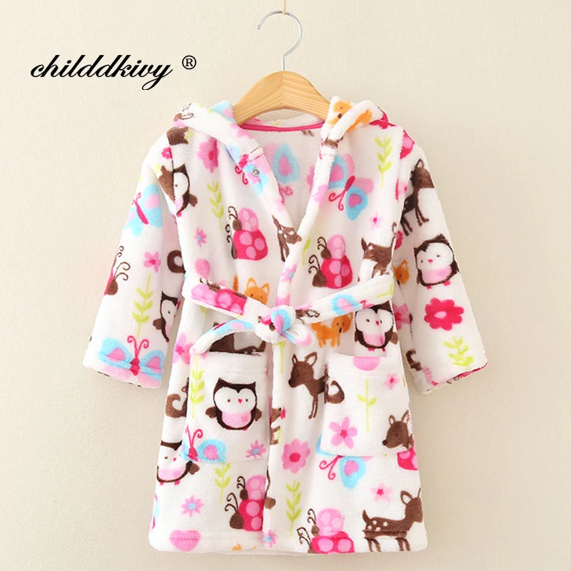 Kids’ Plush Pajama Robe – Multiple Fun Prints