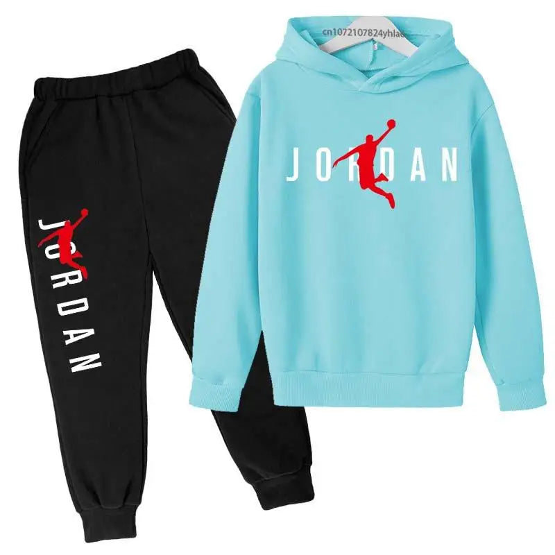 Kids Simple Letter Print 2pcs Hoodie+Pants Tracksuits
