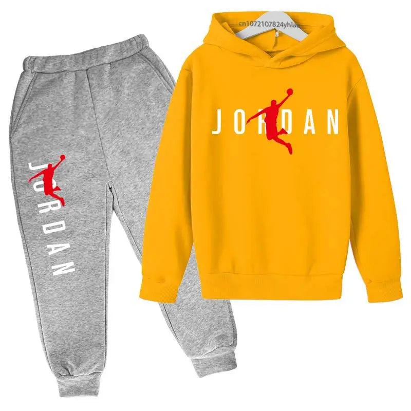 Kids Simple Letter Print 2pcs Hoodie+Pants Tracksuits