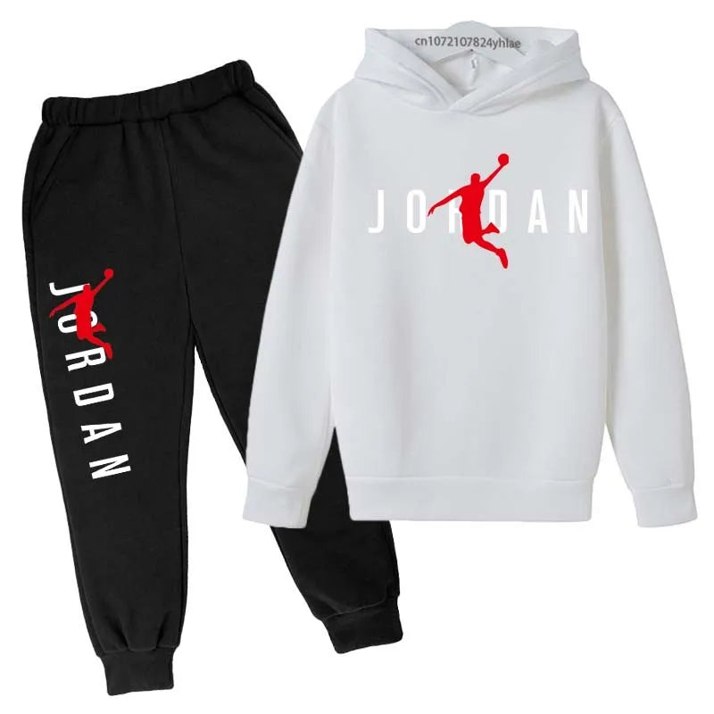 Kids Simple Letter Print 2pcs Hoodie+Pants Tracksuits