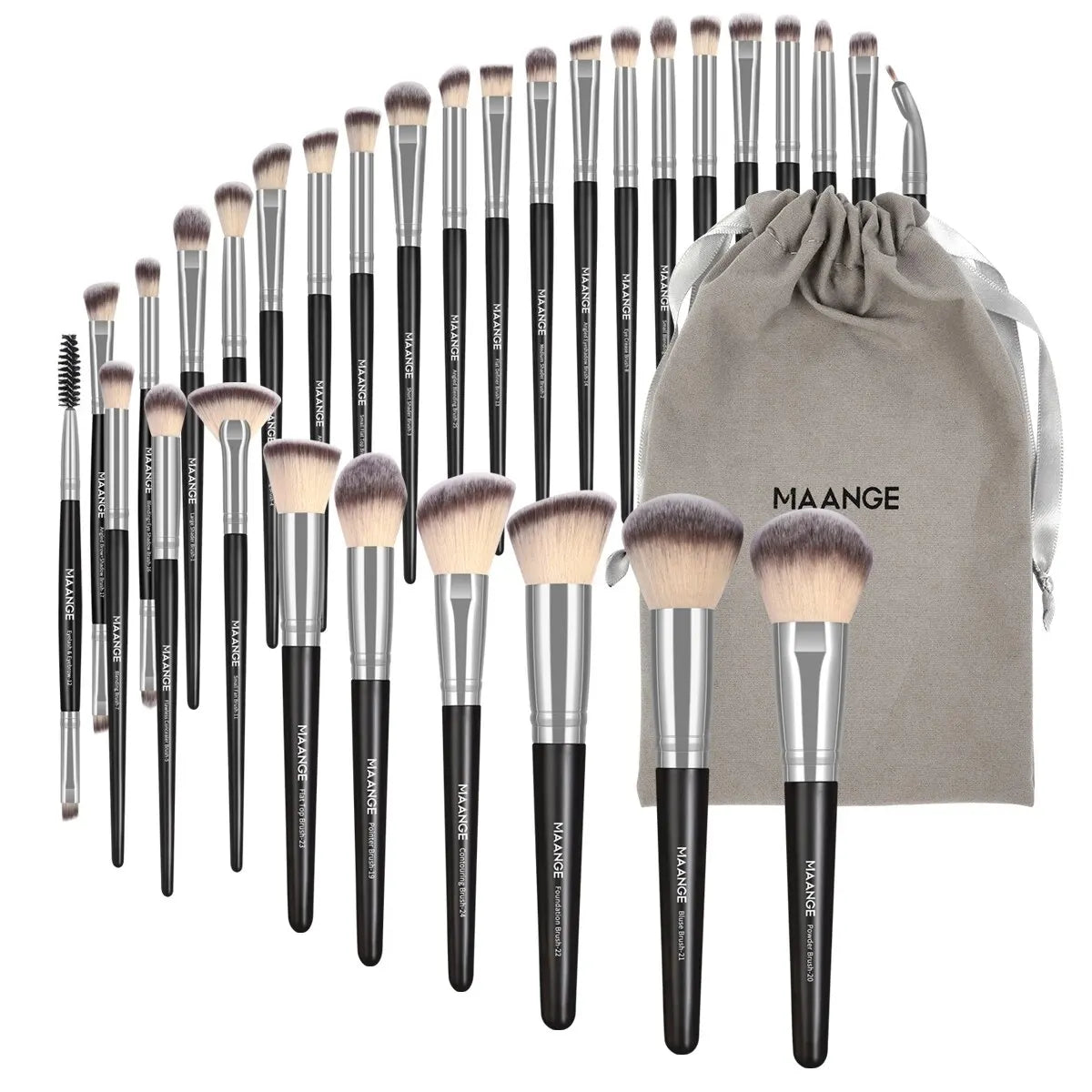 MAANGE 30pcs Professional Makeup Brush Set (Bag Included)