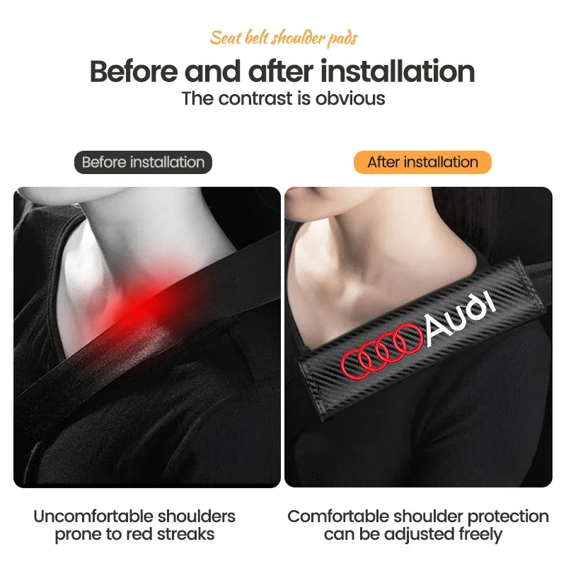Audi Carbon Fiber Seat Belt Cover 2pc