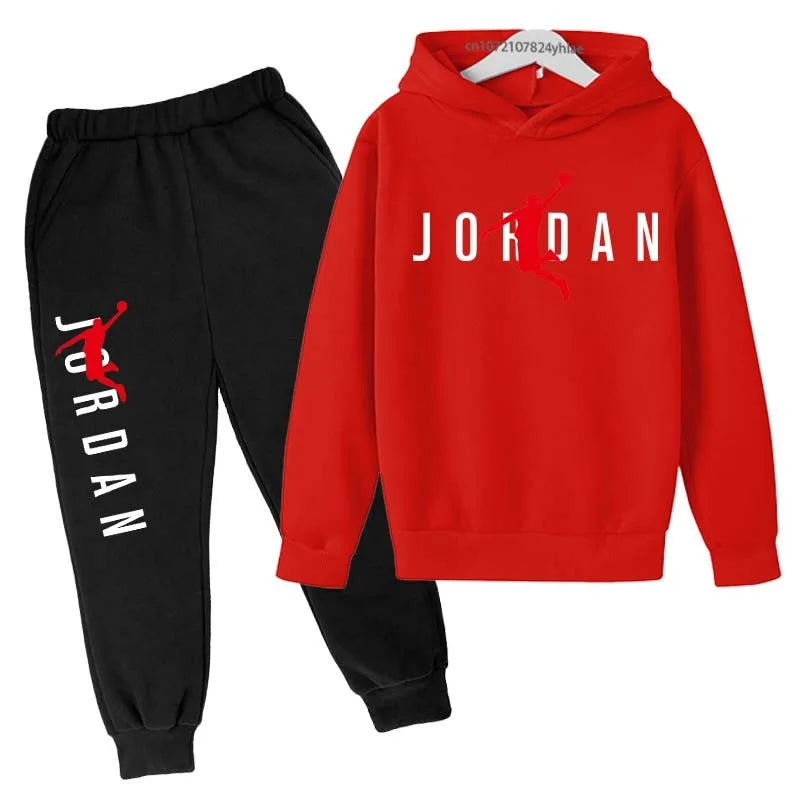Kids Simple Letter Print 2pcs Hoodie+Pants Tracksuits