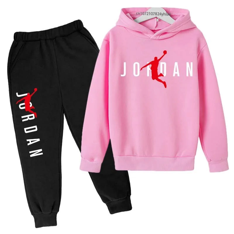 Kids Simple Letter Print 2pcs Hoodie+Pants Tracksuits