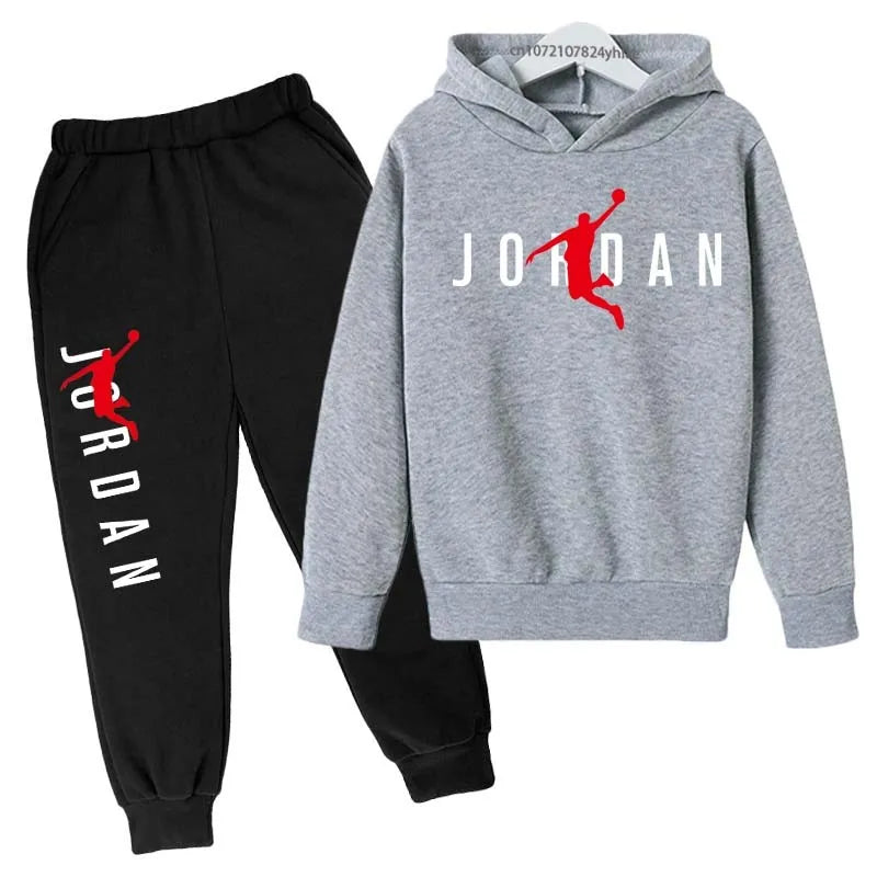 Kids Simple Letter Print 2pcs Hoodie+Pants Tracksuits