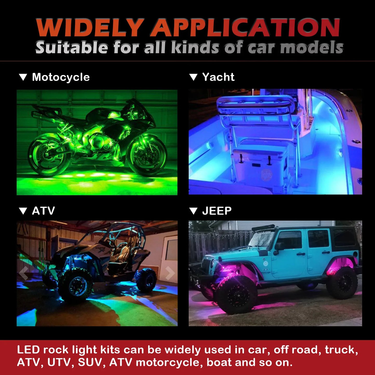 Dynamic Car Underglow Light Kit and Replacement Parts