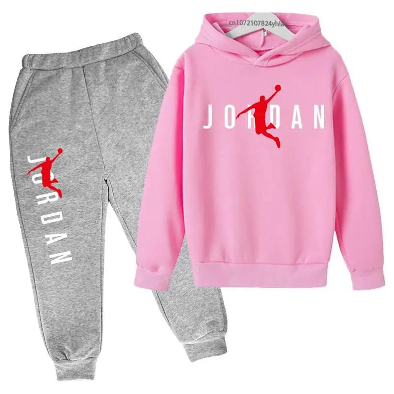 Kids Simple Letter Print 2pcs Hoodie+Pants Tracksuits