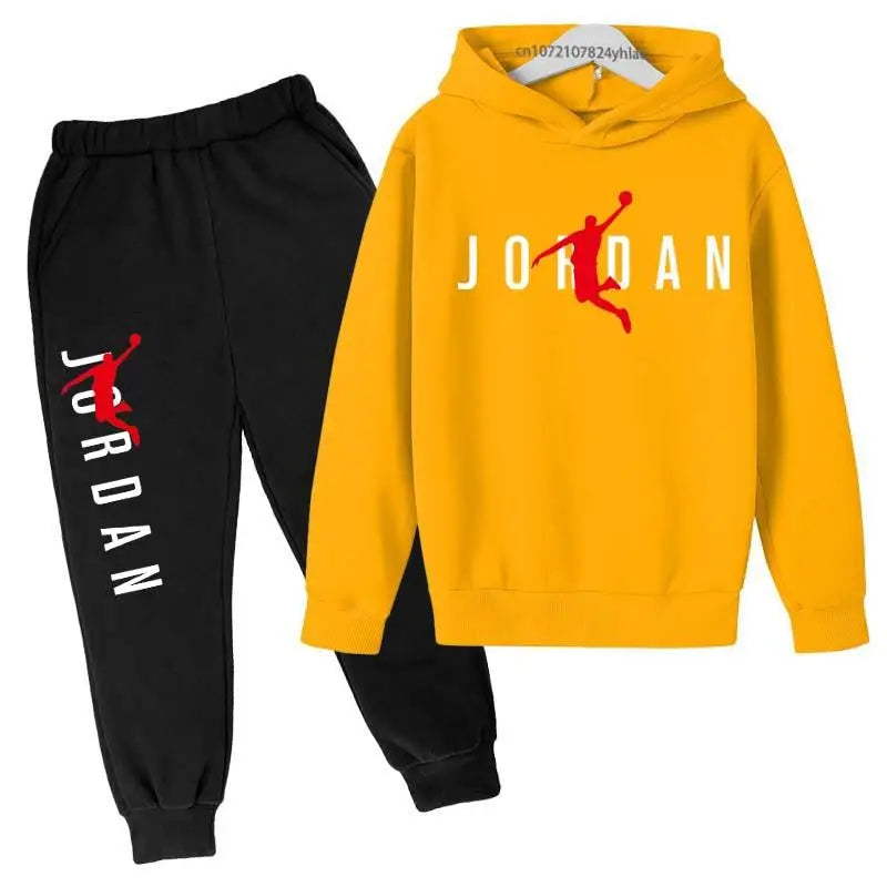 Kids Simple Letter Print 2pcs Hoodie+Pants Tracksuits