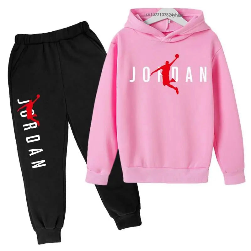 Kids Simple Letter Print 2pcs Hoodie+Pants Tracksuits