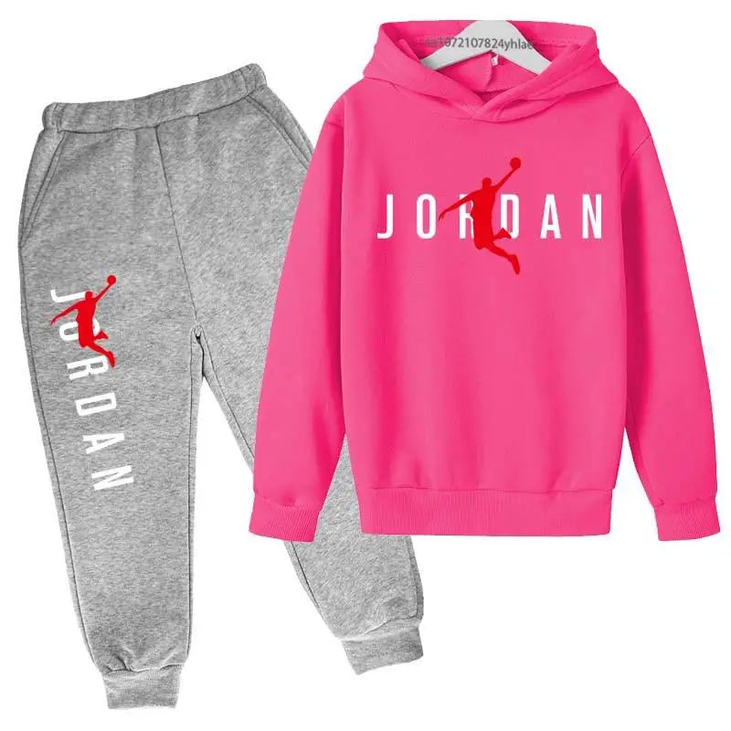 Kids Simple Letter Print 2pcs Hoodie+Pants Tracksuits