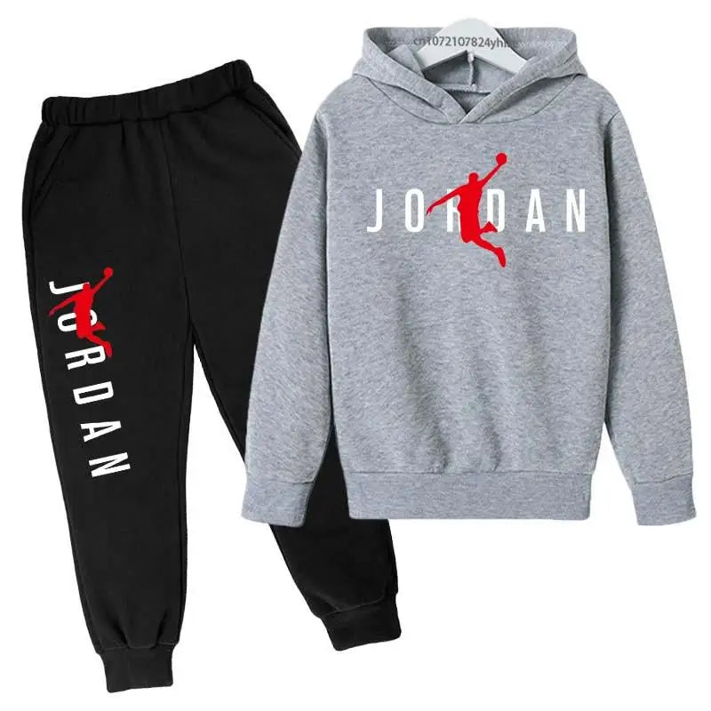 Kids Simple Letter Print 2pcs Hoodie+Pants Tracksuits