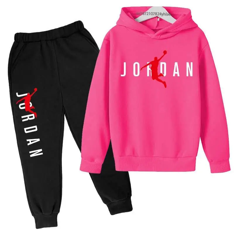 Kids Simple Letter Print 2pcs Hoodie+Pants Tracksuits