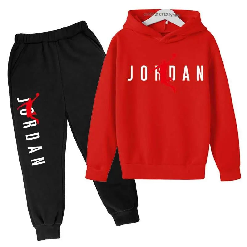Kids Simple Letter Print 2pcs Hoodie+Pants Tracksuits