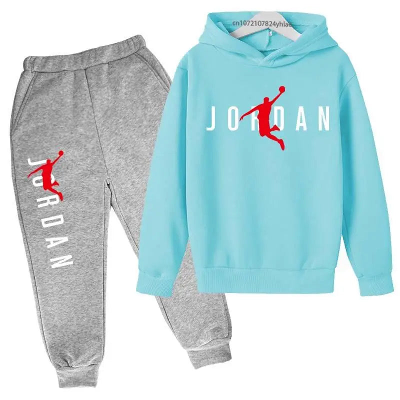 Kids Simple Letter Print 2pcs Hoodie+Pants Tracksuits