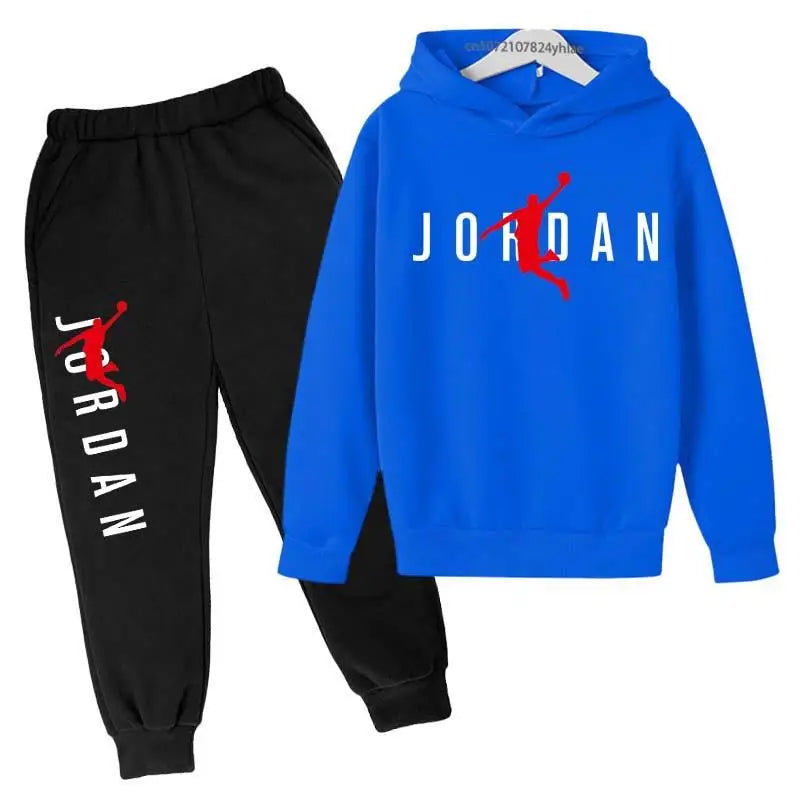 Kids Simple Letter Print 2pcs Hoodie+Pants Tracksuits