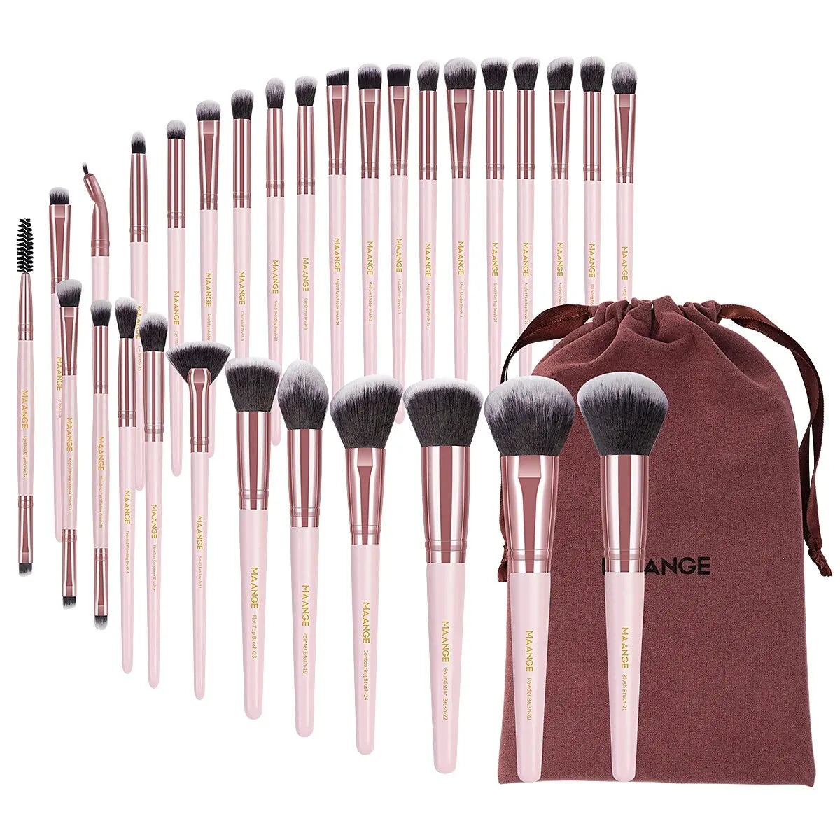 MAANGE 30pcs Professional Makeup Brush Set (Bag Included)